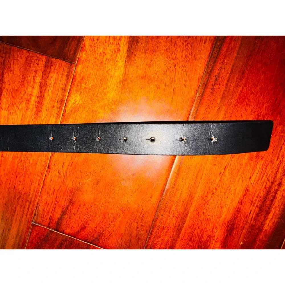 Michael Kors Belt Womens Small Black Good MK Logo Gold Buckle Leather 556361